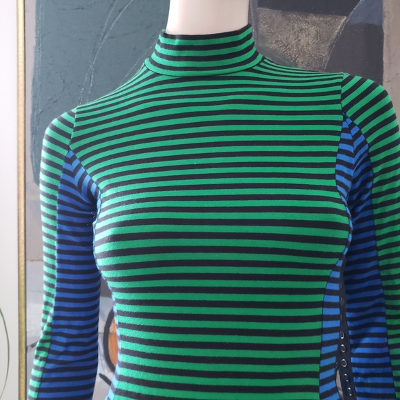 Betsey Johnson | Striped Mini Dress with Snaps - Picture 4 of 10